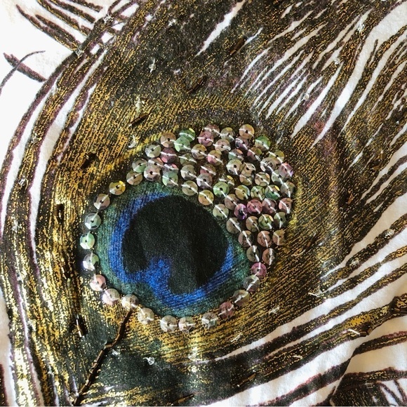 Forever 21 Beaded Peacock Feather Tank Top - Picture 9 of 12